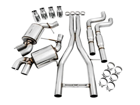AWE Tuning 16 - 19 Chevy Camaro SS Res Cat - Back Exhaust - Touring Edition (Quad Chrome Silver Tips) - CPC Performance