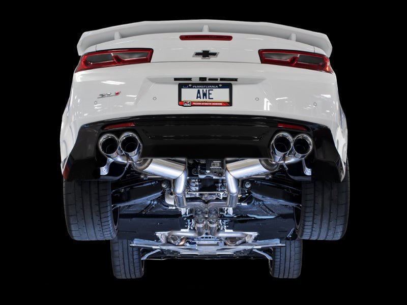 AWE Tuning 16 - 19 Chevy Camaro SS Res Cat - Back Exhaust - Touring Edition (Quad Chrome Silver Tips) - CPC Performance