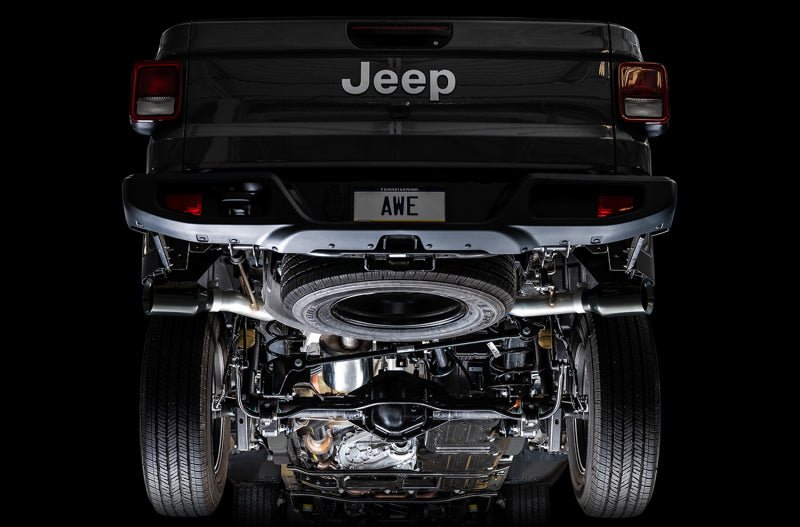 AWE Tuning 20 - 21 Jeep Gladiator JT 3.6L Tread Edition Cat - Back Dual Exhaust - Diamond Black Tip - CPC Performance