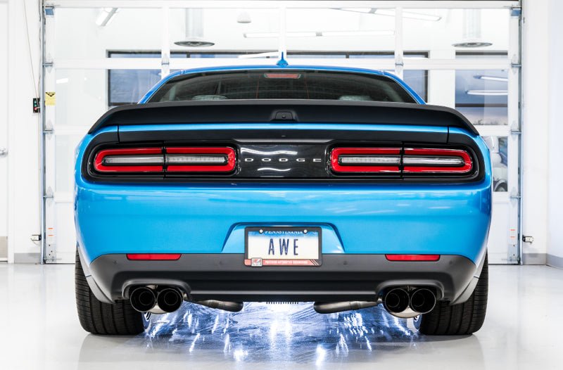 AWE Tuning 2015+ Dodge Challenger 6.4L/6.2L Non - Resonated Touring Edition Exhaust - Quad Black Tips - CPC Performance