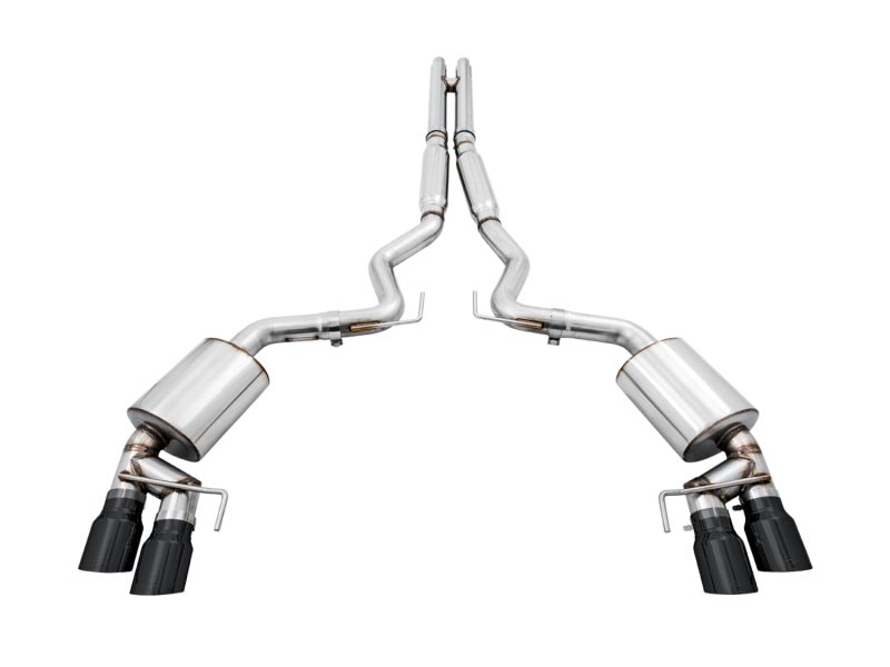 AWE Tuning 2018+ Ford Mustang GT (S550) Cat - back Exhaust - Touring Edition (Quad Diamond Black Tips) - CPC Performance