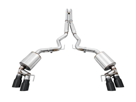 AWE Tuning 2018+ Ford Mustang GT (S550) Cat - back Exhaust - Touring Edition (Quad Diamond Black Tips) - CPC Performance