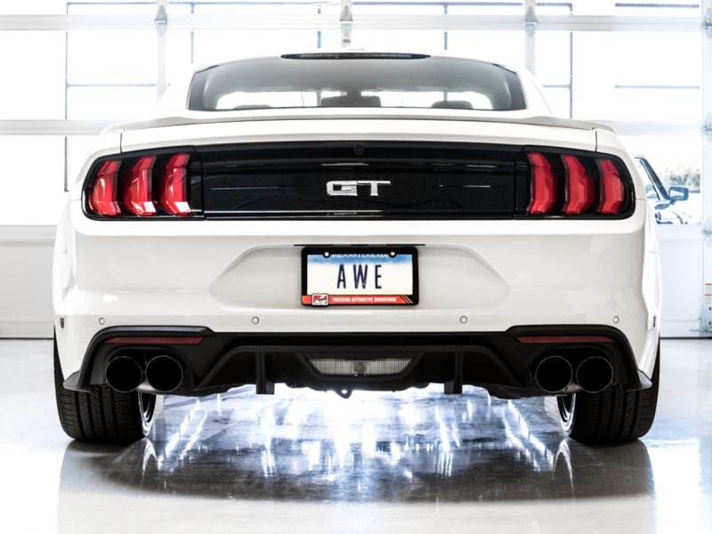 AWE Tuning 2018+ Ford Mustang GT (S550) Cat - back Exhaust - Touring Edition (Quad Diamond Black Tips) - CPC Performance