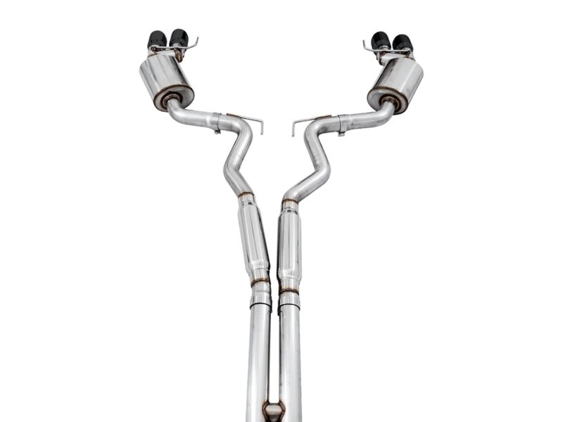 AWE Tuning 2018+ Ford Mustang GT (S550) Cat - back Exhaust - Touring Edition (Quad Diamond Black Tips) - CPC Performance