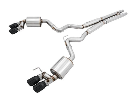 AWE Tuning 2018+ Ford Mustang GT (S550) Cat - back Exhaust - Touring Edition (Quad Diamond Black Tips) - CPC Performance