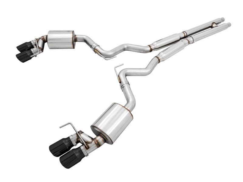 AWE Tuning 2018+ Ford Mustang GT (S550) Cat - back Exhaust - Touring Edition (Quad Diamond Black Tips) - CPC Performance