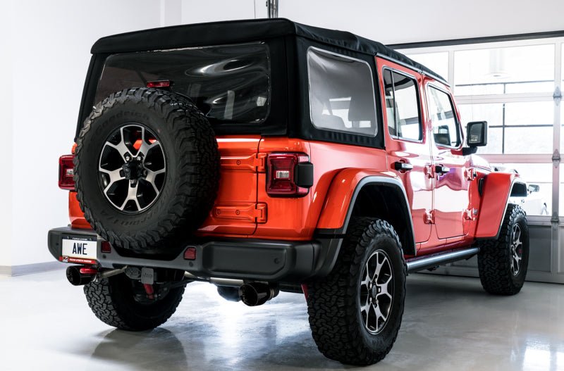 AWE Tuning 2018+ Jeep Wrangler JL/JLU Tread Edition Axle - Back Dual Exhaust - Diamond Black Tips - CPC Performance