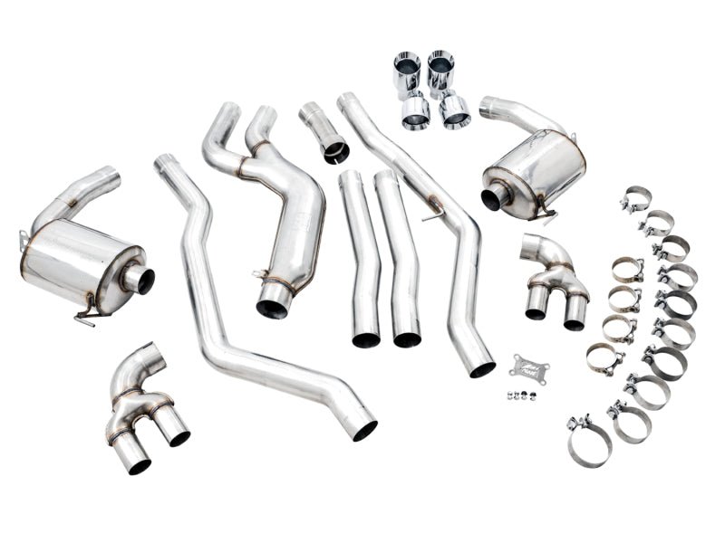 AWE Tuning 2019+ BMW M340i (G20) Non - Resonated Touring Edition Exhaust - Quad Chrome Silver Tips - CPC Performance