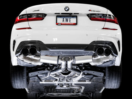 AWE Tuning 2019+ BMW M340i (G20) Resonated Touring Edition Exhaust - Quad Diamond Black Tips - CPC Performance