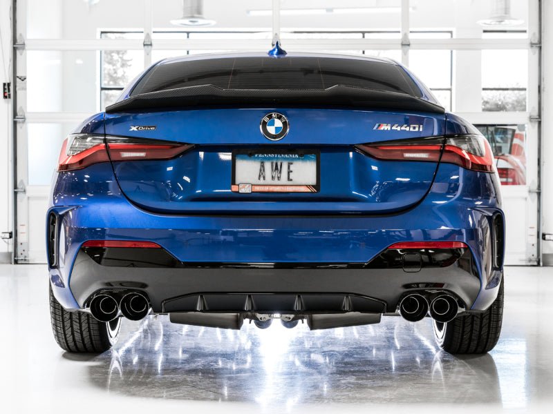 AWE Tuning 2019+ BMW M340i (G20) Resonated Touring Edition Exhaust - Quad Diamond Black Tips - CPC Performance