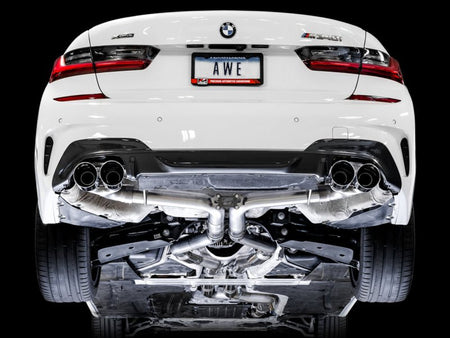 AWE Tuning 2019+ BMW M340i (G20) Track Edition Exhaust - Quad Chrome Silver Tips - CPC Performance
