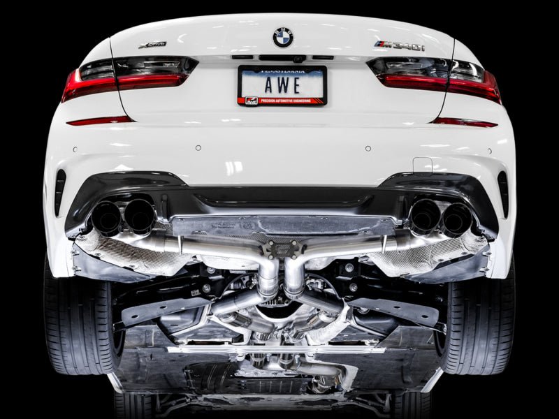 AWE Tuning 2019+ BMW M340i (G20) Track Edition Exhaust - Quad Diamond Black Tips - CPC Performance