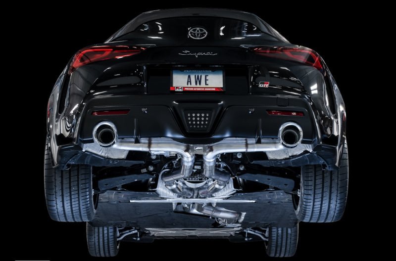 AWE Tuning 2020 Toyota Supra A90 Track Edition Exhaust - 5in Chrome Silver Tips - CPC Performance