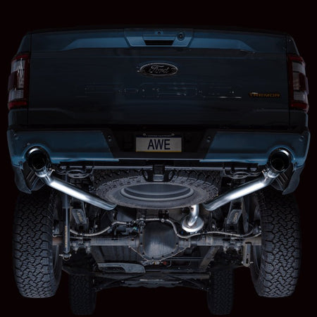 AWE Tuning 2021+ Ford F - 150 Tremor (w/ Bumper Cutouts) 0FG Non - Resonated Catback - Diamond Black Tips - CPC Performance