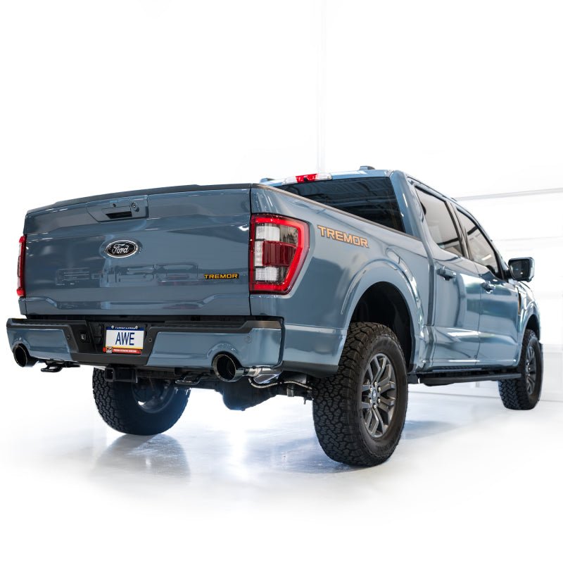 AWE Tuning 2021+ Ford F - 150 Tremor (w/ Bumper Cutouts) 0FG Non - Resonated Catback - Diamond Black Tips - CPC Performance