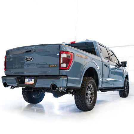 AWE Tuning 2021+ Ford F - 150 Tremor (w/ Bumper Cutouts) 0FG Non - Resonated Catback - Diamond Black Tips - CPC Performance