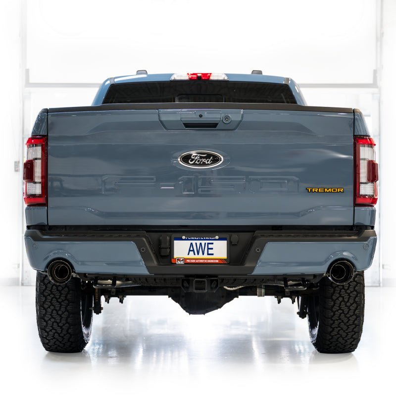 AWE Tuning 2021+ Ford F - 150 Tremor (w/ Bumper Cutouts) 0FG Non - Resonated Catback - Diamond Black Tips - CPC Performance