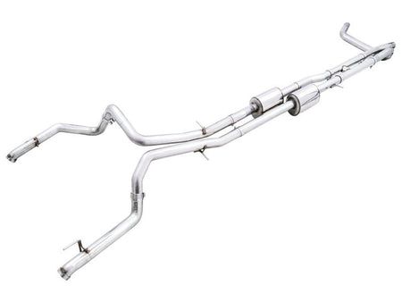 AWE Tuning 22 - 23 GMC Sierra 1500 AT4X 6.2L 0FG Catback Split Dual (Flat Bumper) - Bashguard(No Tips) - CPC Performance