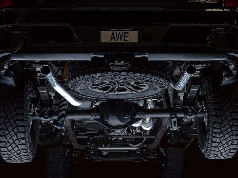 AWE Tuning 22 - 23 GMC Sierra 1500 AT4X 6.2L 0FG Catback Split Dual (Flat Bumper) - Bashguard(No Tips) - CPC Performance