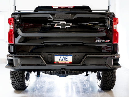 AWE Tuning 22 - 23 GMC Sierra 1500 AT4X 6.2L 0FG Catback Split Dual (Flat Bumper) - Bashguard(No Tips) - CPC Performance