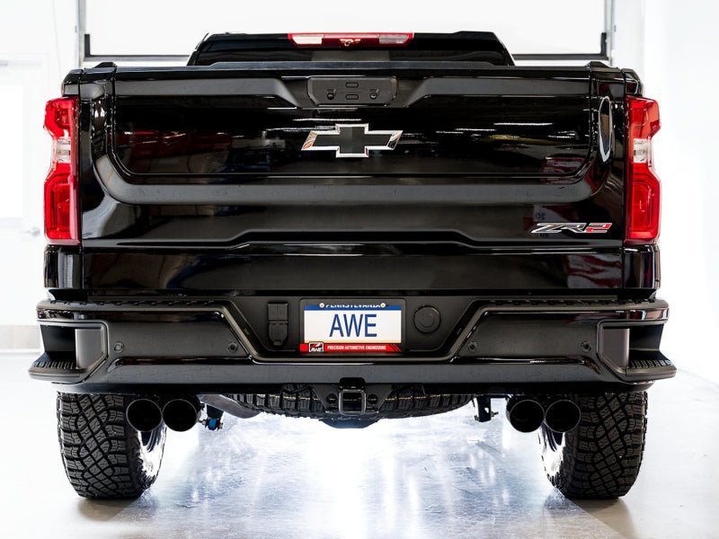 AWE Tuning 22 - 23 GMC Sierra 1500 AT4X 6.2L 0FG Catback Split Dual (Flat Bumper) - Diamond Black Tips - CPC Performance