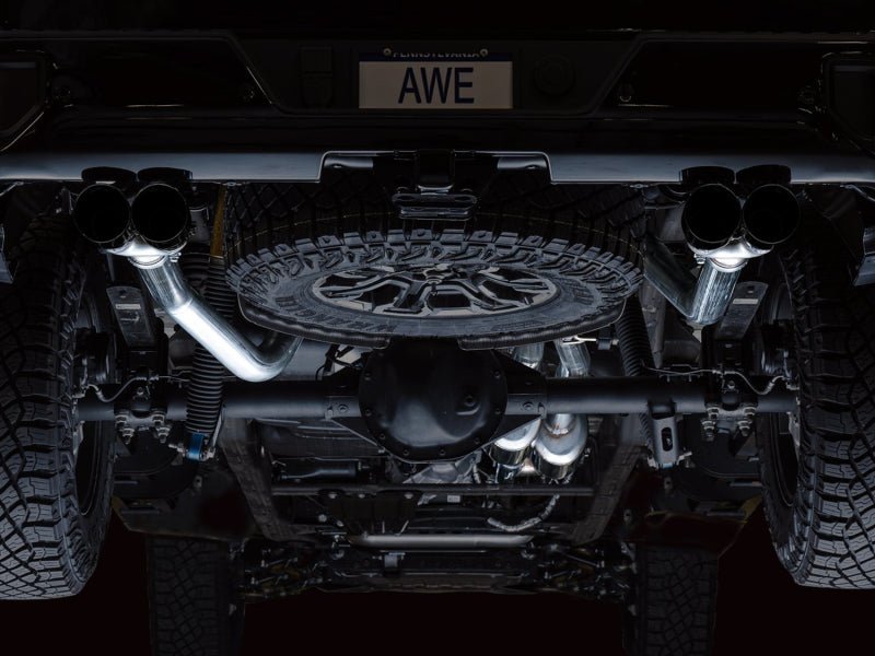 AWE Tuning 22 - 23 GMC Sierra 1500 AT4X 6.2L 0FG Catback Split Dual (Flat Bumper) - Diamond Black Tips - CPC Performance