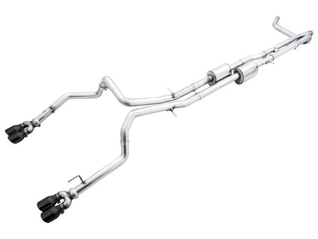 AWE Tuning 22 - 23 GMC Sierra 1500 AT4X 6.2L 0FG Catback Split Dual (Flat Bumper) - Diamond Black Tips - CPC Performance