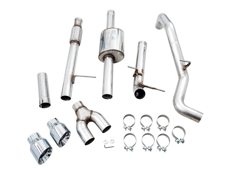 AWE Tuning 4th Gen GM 1500 5.3L 0FG Catback Dual Side Exit (Flat Bumper) - Chrome Tips - CPC Performance