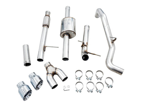 AWE Tuning 4th Gen GM 1500 5.3L 0FG Catback Dual Side Exit (Flat Bumper) - Chrome Tips - CPC Performance