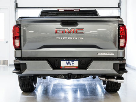 AWE Tuning 4th Gen GM 1500 5.3L 0FG Catback Dual Side Exit (Flat Bumper) - Chrome Tips - CPC Performance