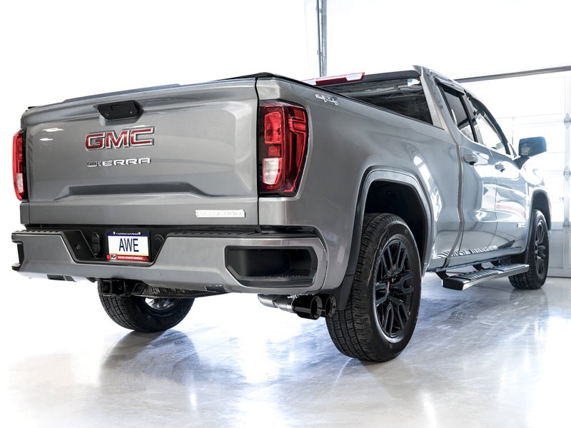 AWE Tuning 4th Gen GM 1500 5.3L 0FG Catback Dual Side Exit (Flat Bumper) - Diamond Tips - CPC Performance