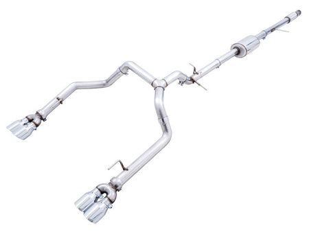 AWE Tuning 4th Gen GM 1500 5.3L 0FG Catback Split Rear Exit (w/ Bumper Cutouts) - Quad Chrome Tips - CPC Performance