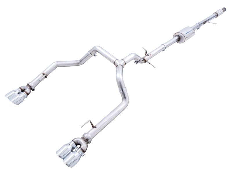 AWE Tuning 4th Gen GM 1500 5.3L 0FG Catback Split Rear Exit (w/ Bumper Cutouts) - Quad Chrome Tips - CPC Performance