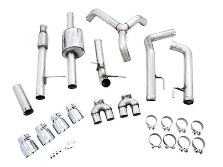 AWE Tuning 4th Gen GM 1500 5.3L 0FG Catback Split Rear Exit (w/ Bumper Cutouts) - Quad Chrome Tips - CPC Performance