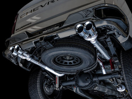 AWE Tuning 4th Gen GM 1500 5.3L 0FG Catback Split Rear Exit (w/ Bumper Cutouts) - Quad Chrome Tips - CPC Performance