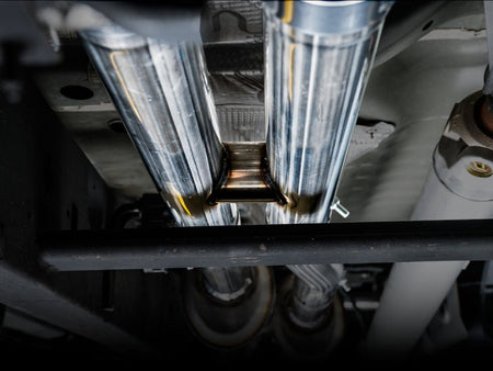 AWE Tuning 4th Gen GM 1500 6.2L 0FG Catback Split Rear Exit (w/ Bumper Cutouts) - Quad Chrome Tips - CPC Performance