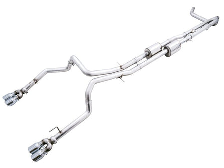 AWE Tuning 4th Gen GM 1500 6.2L 0FG Catback Split Rear Exit (w/ Bumper Cutouts) - Quad Chrome Tips - CPC Performance