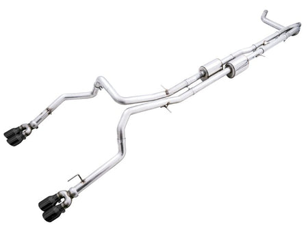 AWE Tuning 4th Gen GM 1500 6.2L 0FG Catback Split Rear Exit (w/ Bumper Cutouts) - Quad Diamond Tips - CPC Performance