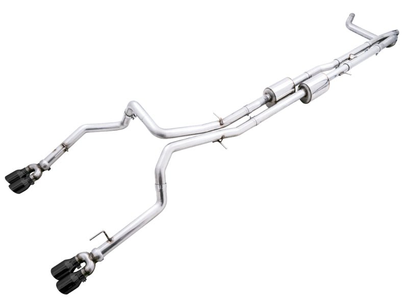 AWE Tuning 4th Gen GM 1500 6.2L 0FG Catback Split Rear Exit (w/ Bumper Cutouts) - Quad Diamond Tips - CPC Performance