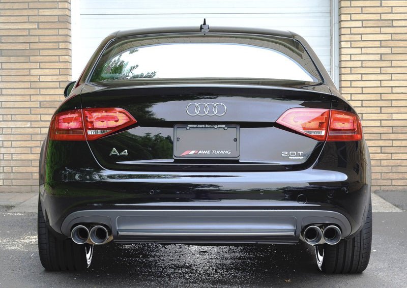AWE Tuning Audi B8 A4 Touring Edition Exhaust - Quad Tip Polished Silver Tips - Does Not Fit Cabrio - CPC Performance