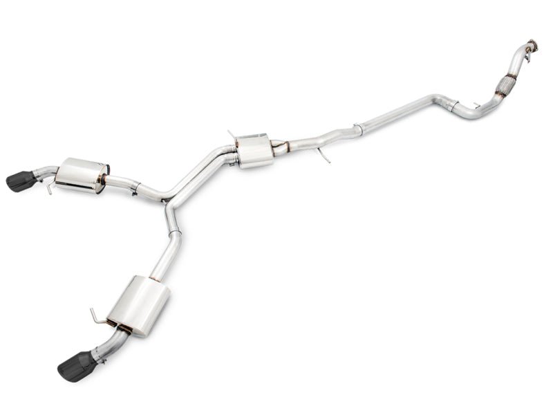 AWE Tuning Audi B9 A4 Touring Edition Exhaust Dual Outlet - Diamond Black Tips (Includes DP) - CPC Performance