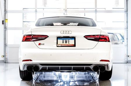 AWE Tuning Audi B9 S4 Touring Edition Exhaust - Non - Resonated (Black 102mm Tips) - CPC Performance