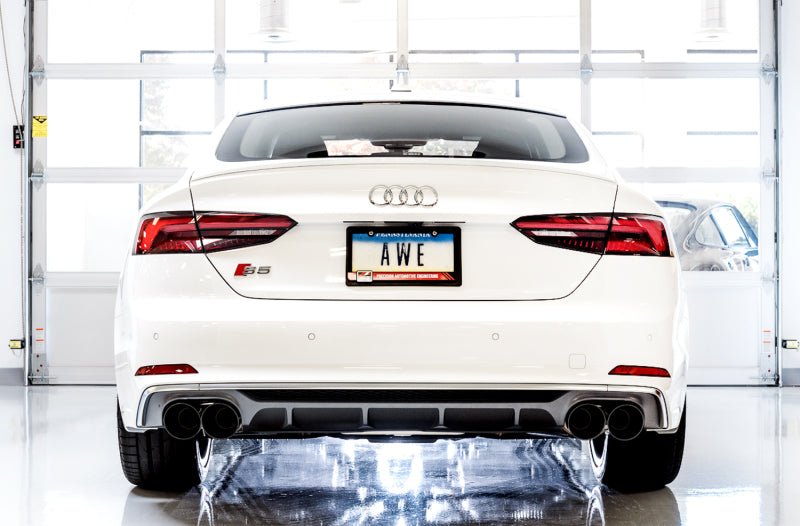 AWE Tuning Audi B9 S4 Touring Edition Exhaust - Non - Resonated (Black 102mm Tips) - CPC Performance