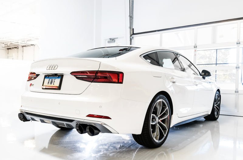 AWE Tuning Audi B9 S4 Touring Edition Exhaust - Non - Resonated (Black 102mm Tips) - CPC Performance