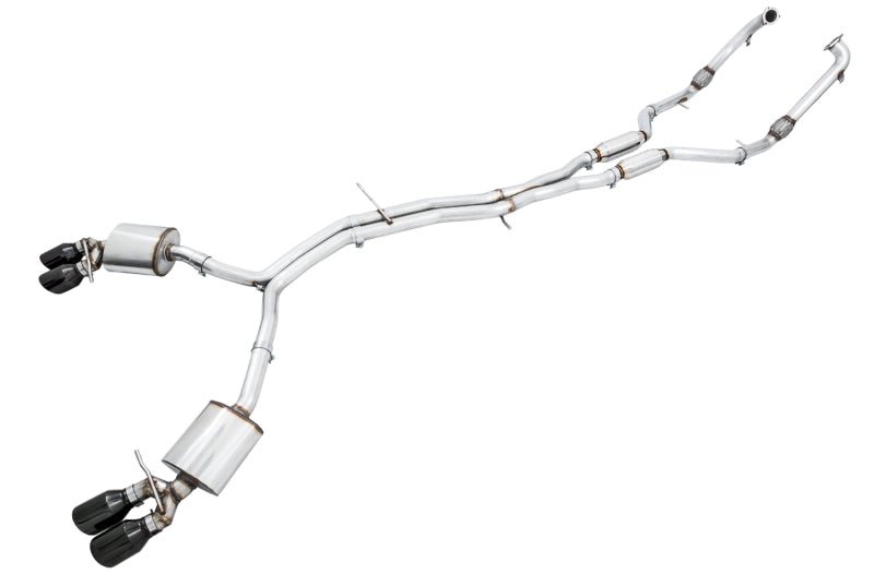 AWE Tuning Audi B9 S4 Touring Edition Exhaust - Non - Resonated (Black 102mm Tips) - CPC Performance