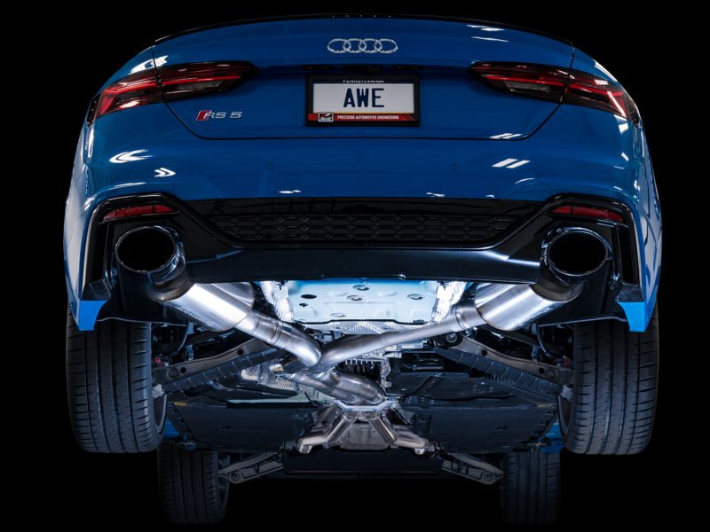 AWE Tuning Audi B9.5 RS5 Sportback Non - Resonated Touring Edition Exhaust - RS - Style Diamond Blk Tips - CPC Performance