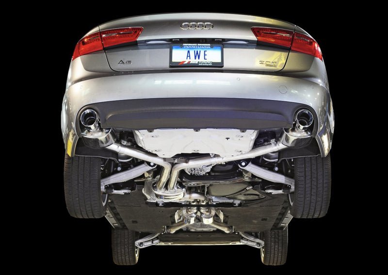 AWE Tuning Audi C7 A6 3.0T Touring Edition Exhaust - Dual Outlet Chrome Silver Tips - CPC Performance