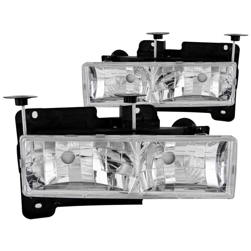 ANZO 1988-1998 Chevrolet C1500 Crystal Headlights Chrome w/o Bulbs