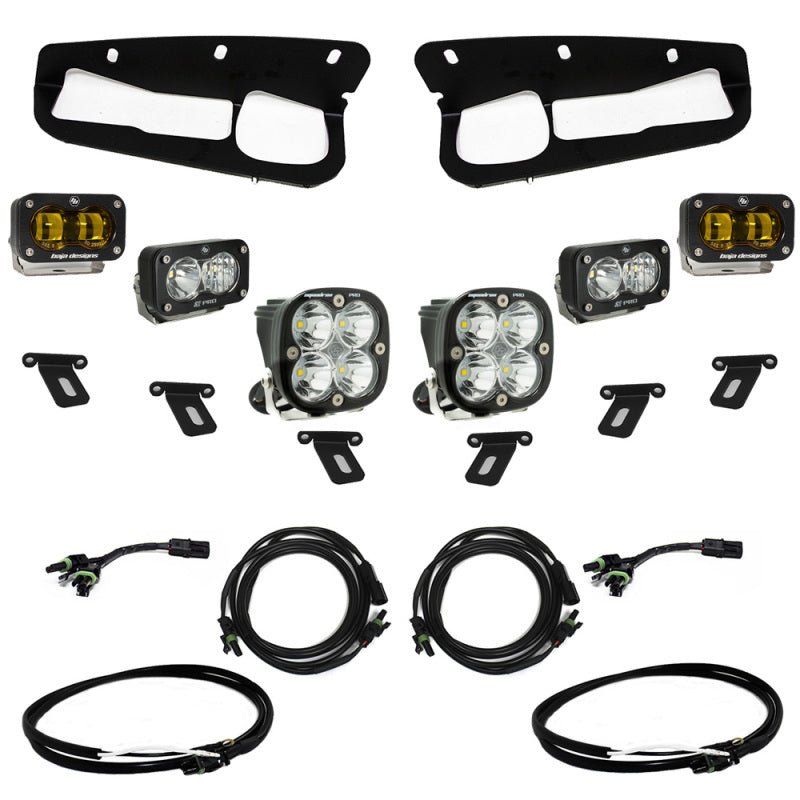 Baja Designs 21 - 22 Ford Bronco w/Steel Bumper S2 SAE Pro Fog Pocket Light Kit w/Upfitter - Amber - CPC Performance
