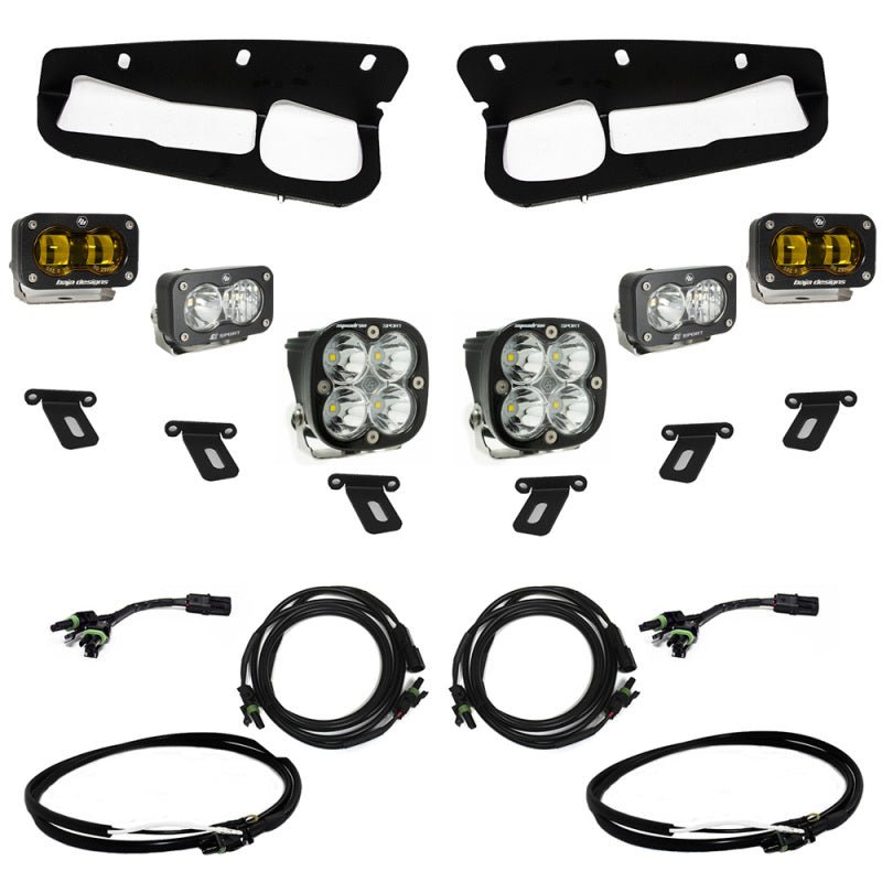 Baja Designs 21 - 22 Ford Bronco w/Steel Bumper S2 SAE Sportsmen Fog Pkt Light Kit w/Upfitter - Amber - CPC Performance
